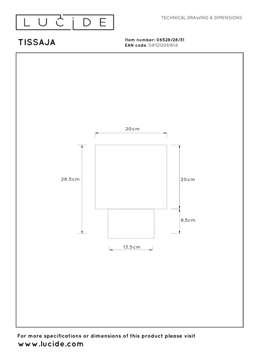 Lucide TISSAJA - Lampe de table - Ø 20 cm - 1xE14 - Blanc | Essential - technique